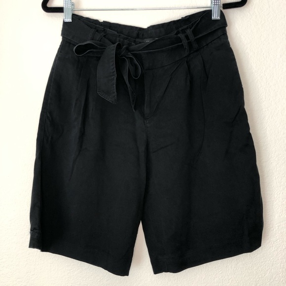 Banana Republic High Waist Belted Pockets Shorts Black Size 0 - Picture 1 of 7